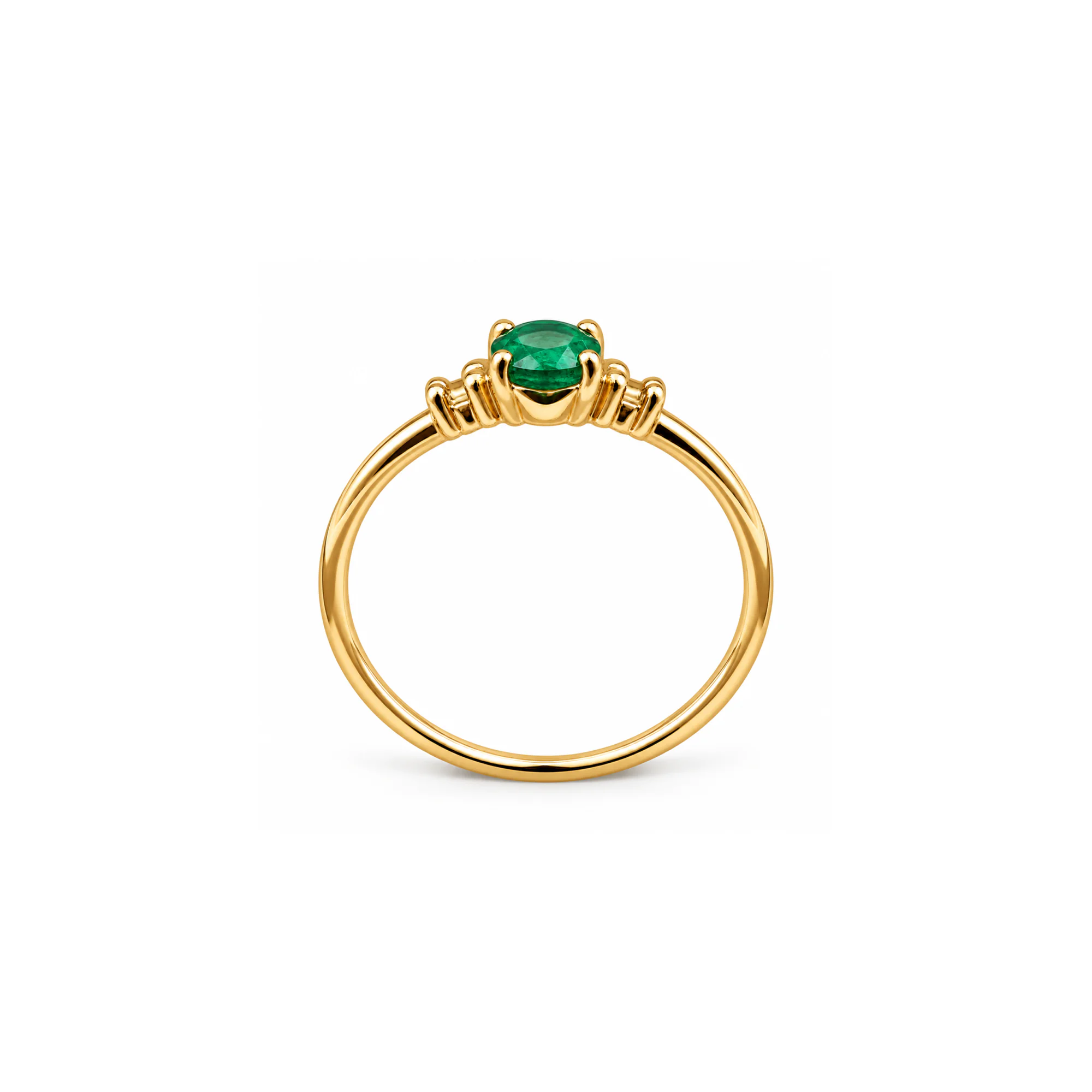 Anel Celeste em ouro amarelo 18k em vista lateral